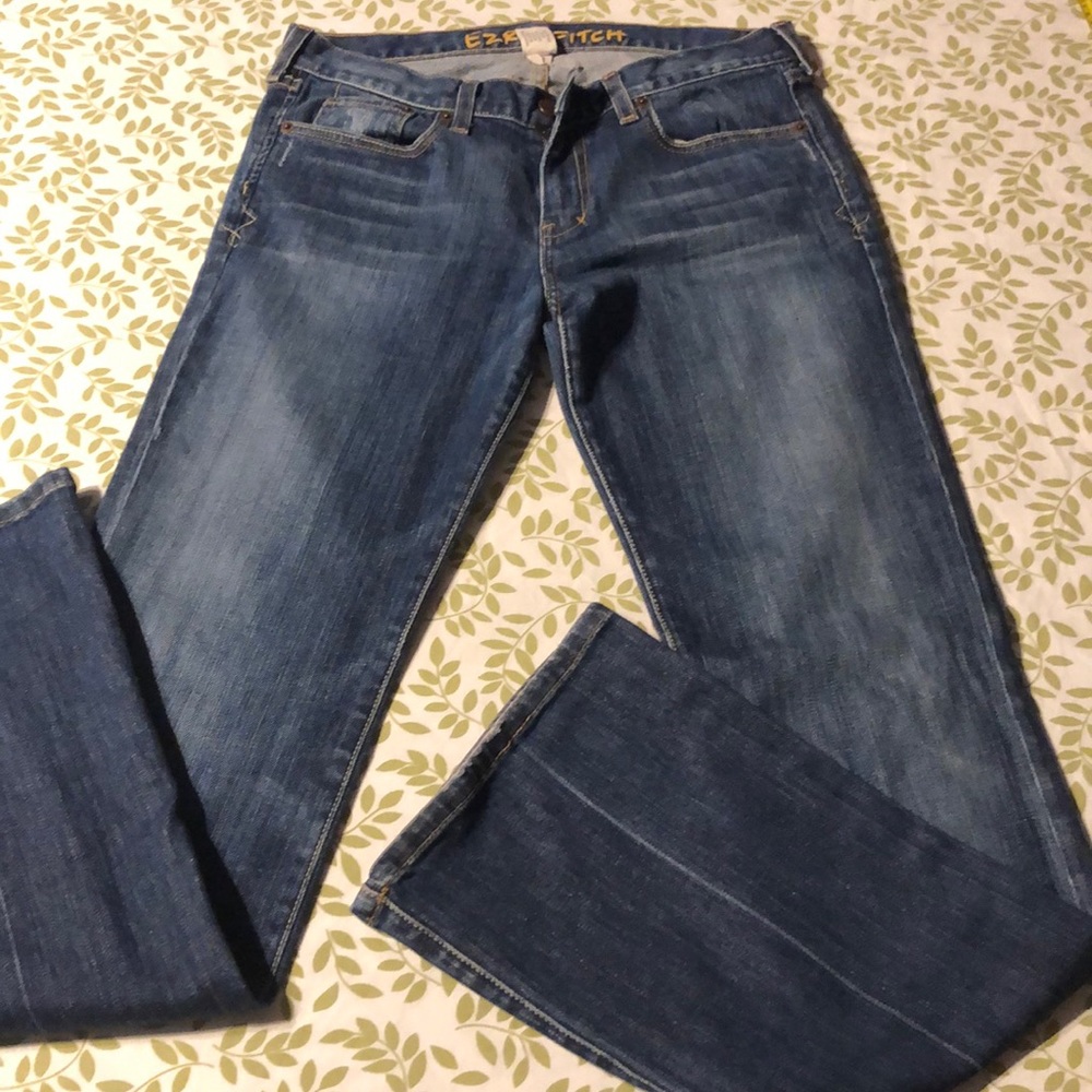 Ezra Blue Boot Cut Jeans with Faded Wash